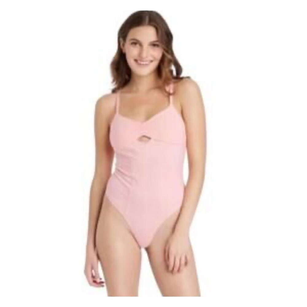 Colsie Pink One-Piece‎ Bodysuit Large Adjustable Straps Keyhole Detail